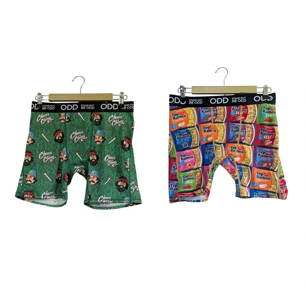 2pk ODD Sox Boxer Briefs Mens Large Cheech & Chong Top Ramen Novelty Underwear L